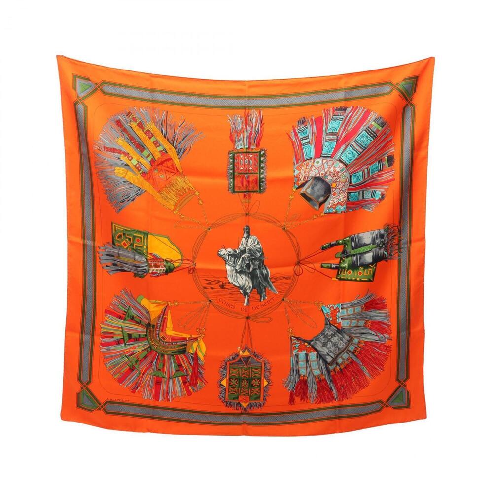 HERMES Orange Silk Scarf